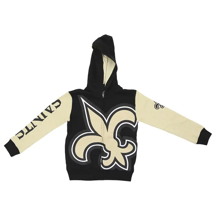 New Orleans Saints NFL Sweat à capuche FZ en polaire pour jeunes, noir
