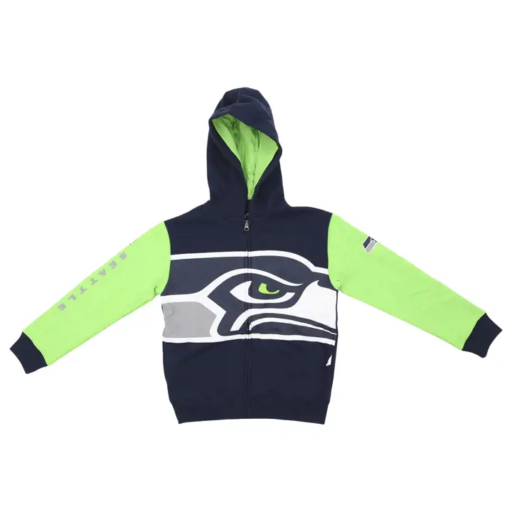 Sweat à capuche Seattle Seahawks NFL pour jeune – panneau en carton FZ marine