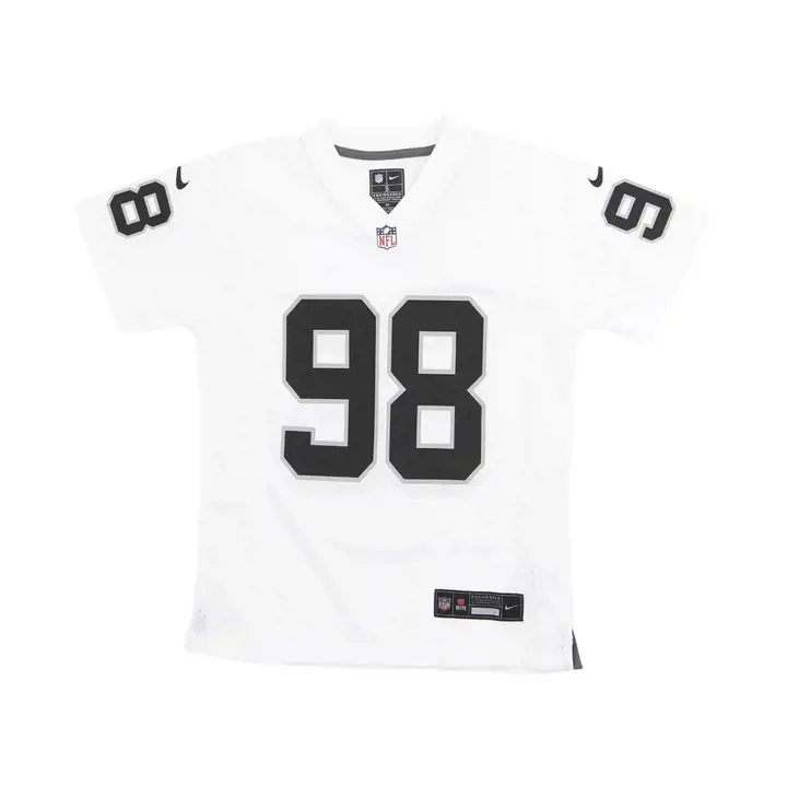 Maillot de match jeune NFL LV Raiders Maxx Crosby Blanc/Noir