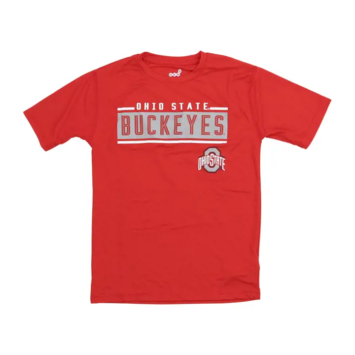 T-shirt en polyester Ohio State Buckeyes NCAA Amped Up pour jeunes 23 ROUGE