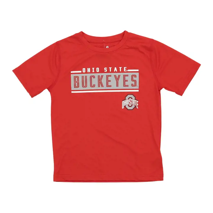 T-shirt en polyester rouge Ohio State Buckeyes NCAA Amped Up pour enfants 23