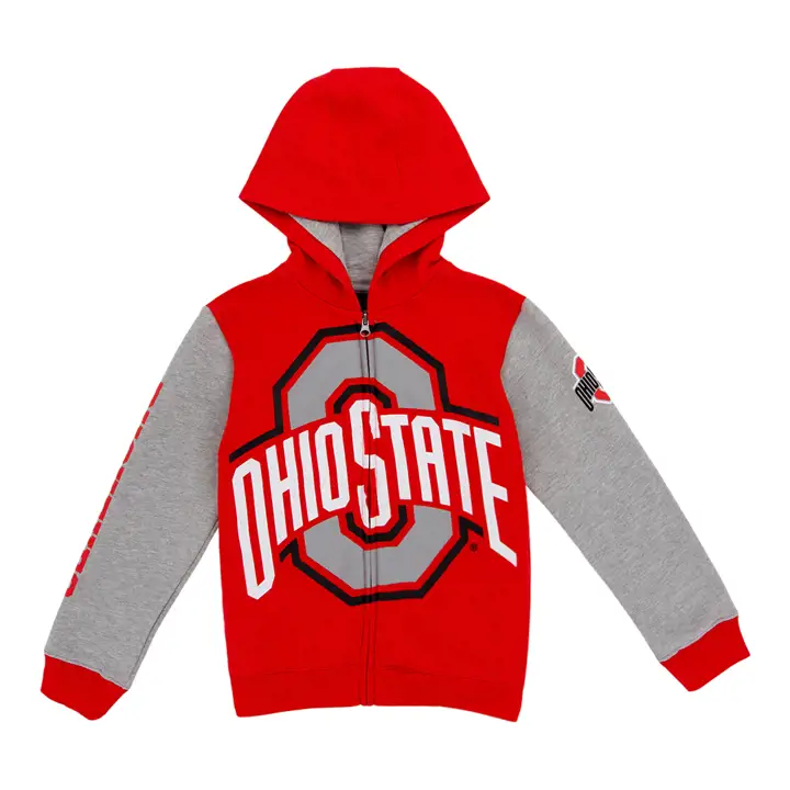 Sweat à capuche FZ en carton pour enfants NCAA Buckeyes de l'Ohio State 23 ROUGE