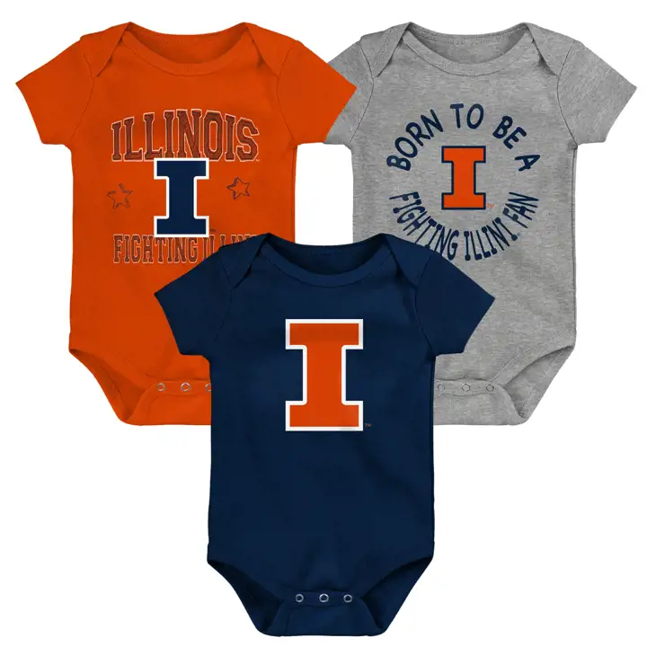 Ensemble 3 pièces Illinois Fighting Illini NCAA pour nouveau-né 23 MARINE