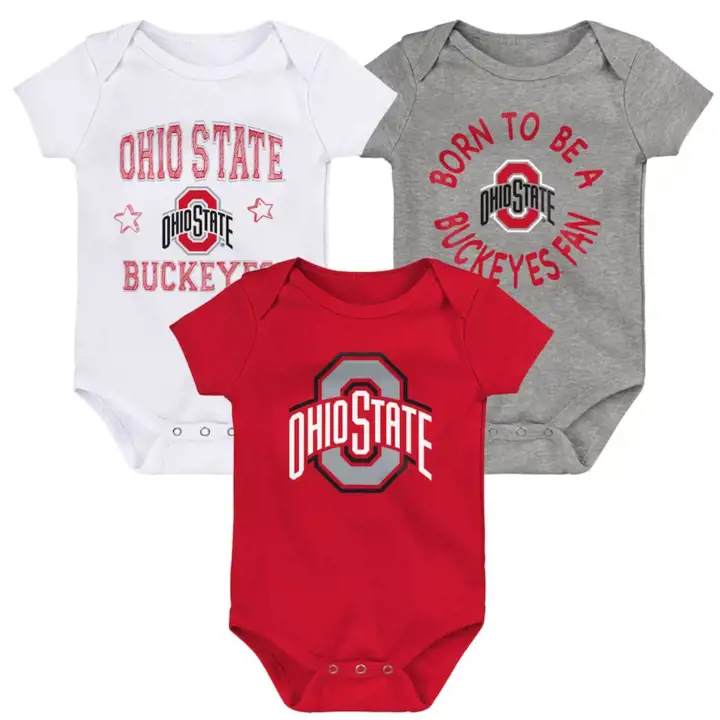 Ensemble 3 pièces NCAA Buckeyes de l'Ohio pour nouveau-né 23 ROUGE