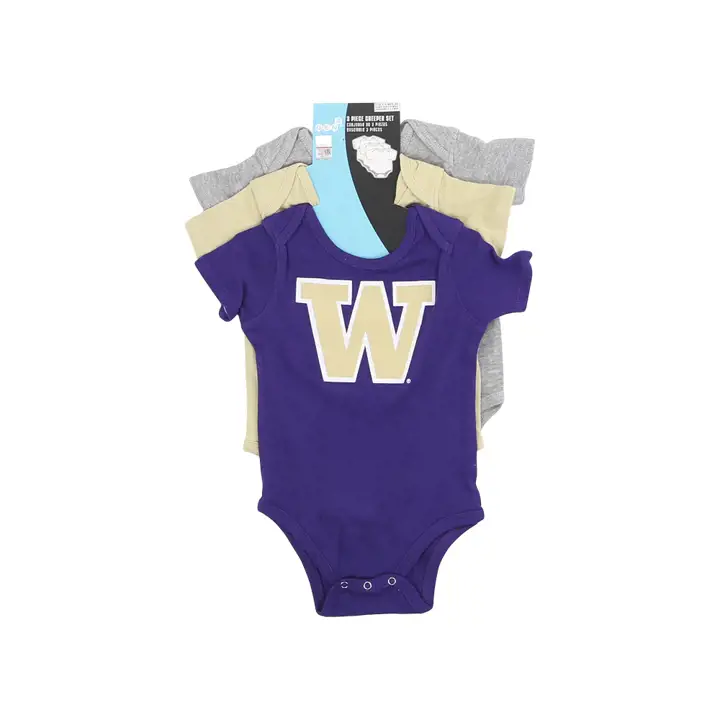 Ensemble 3 pièces Washington Huskies NCAA pour nouveau-né 23 PUR