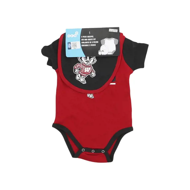 Ensemble bavoir et chaussons domicile NCAA Wisconsin Badgers