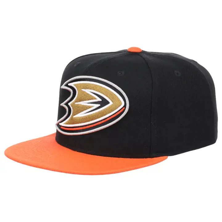 Casquette Anaheim Ducks LNH Core 2 tons Mitchell & Ness à bouton-pression noir/orange