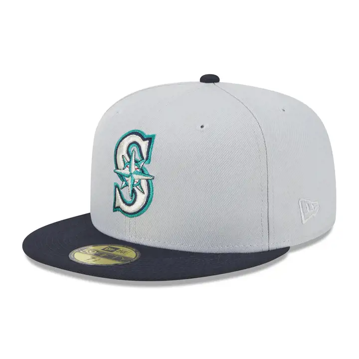 Casquette 59FIFTY MLB Dolphin des Seattle Mariners, gris/bleu/vert
