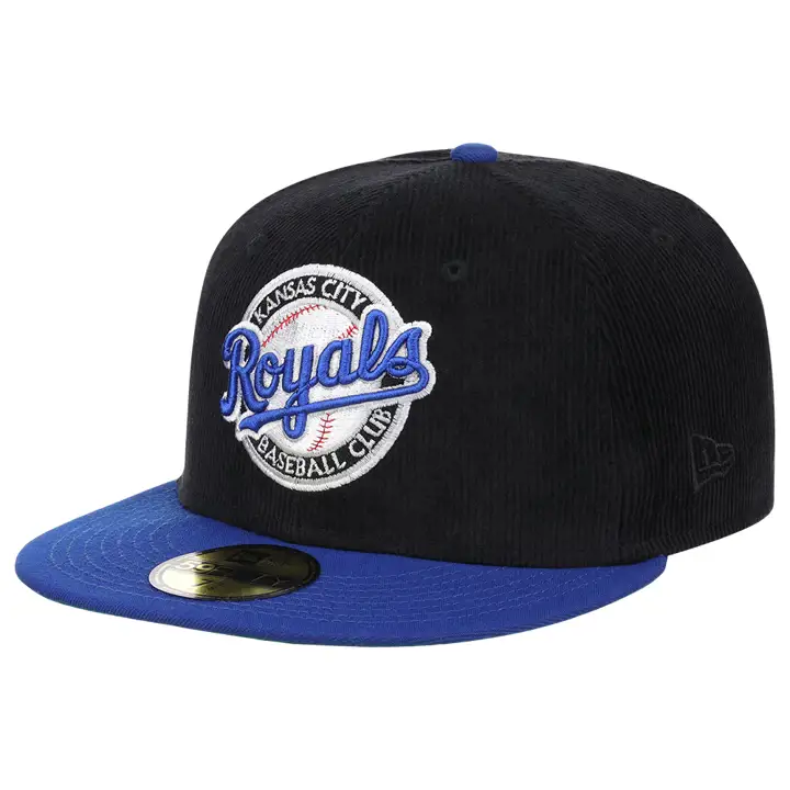 Casquette 59FIFTY en velours côtelé noire/bleue/verte des Kansas City Royals de la MLB