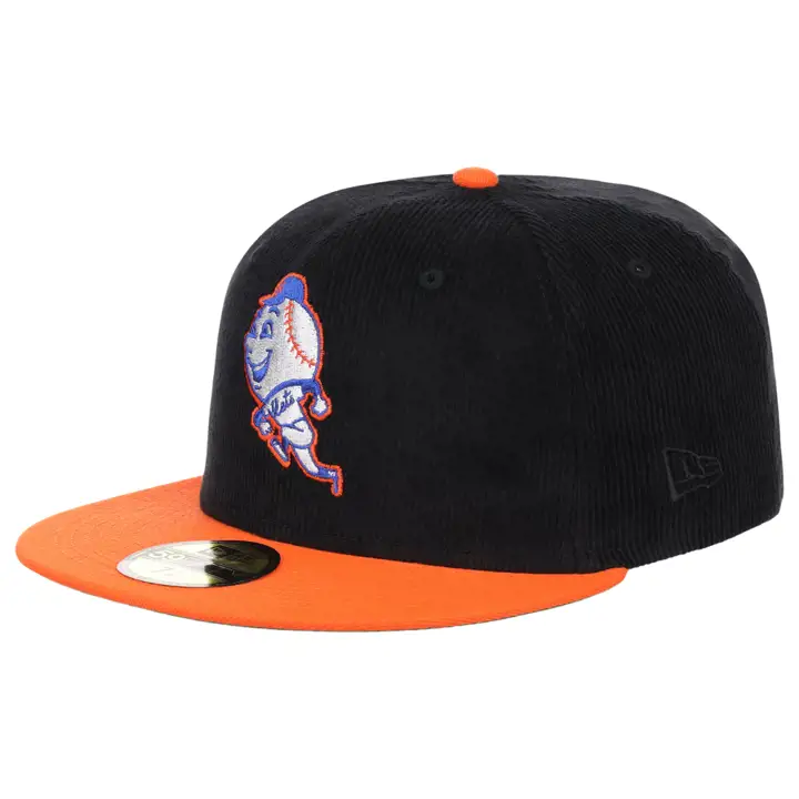 Casquette New York Mets MLB 59FIFTY en velours côtelé noir / orange / vert