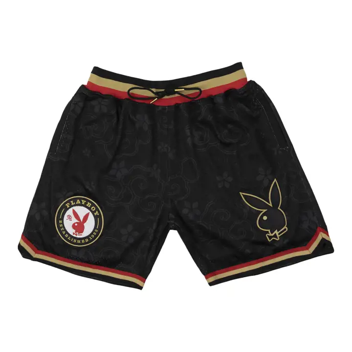 Short de basketball Playboy Année du Lapin noir/or/rouge