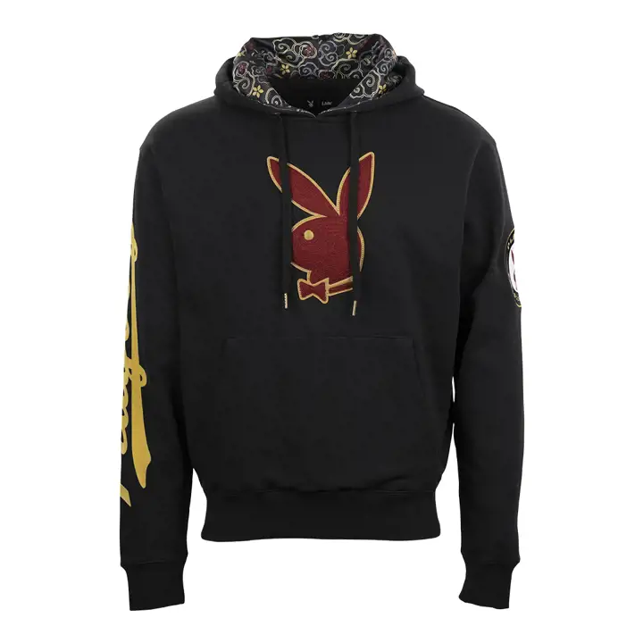 Sweat à capuche premium Playboy Année du Lapin blk/gl