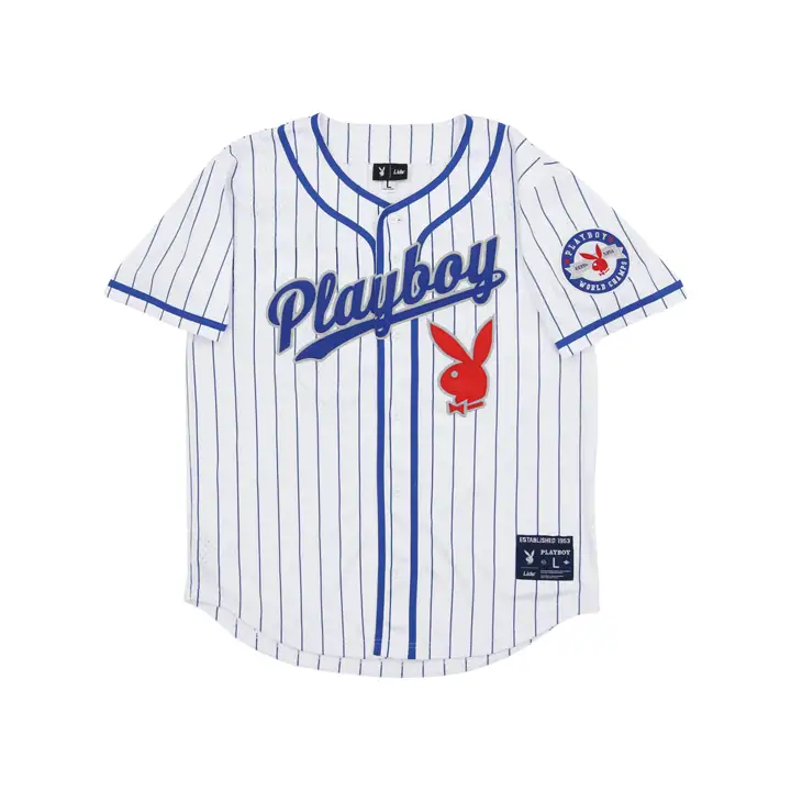 Maillot boutonnée en maille Playboy SoCal blc/bleu