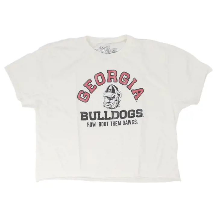 T-shirt court vintage des Bulldogs de la Géorgie de la NCAA pour femme - Ivoire