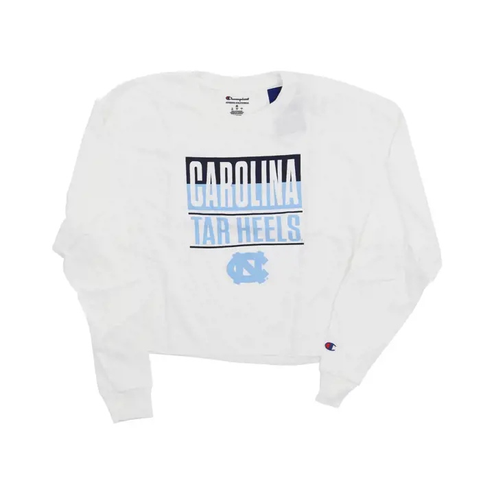 T-shirt court à manches longues pour femme NCAA Tar Heels de la Caroline du Nord