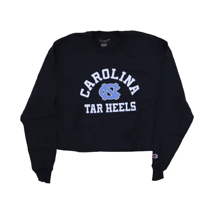 T-shirt à manches longues court NCAA Tar Heels de Caroline du Nord pour femme - NAV