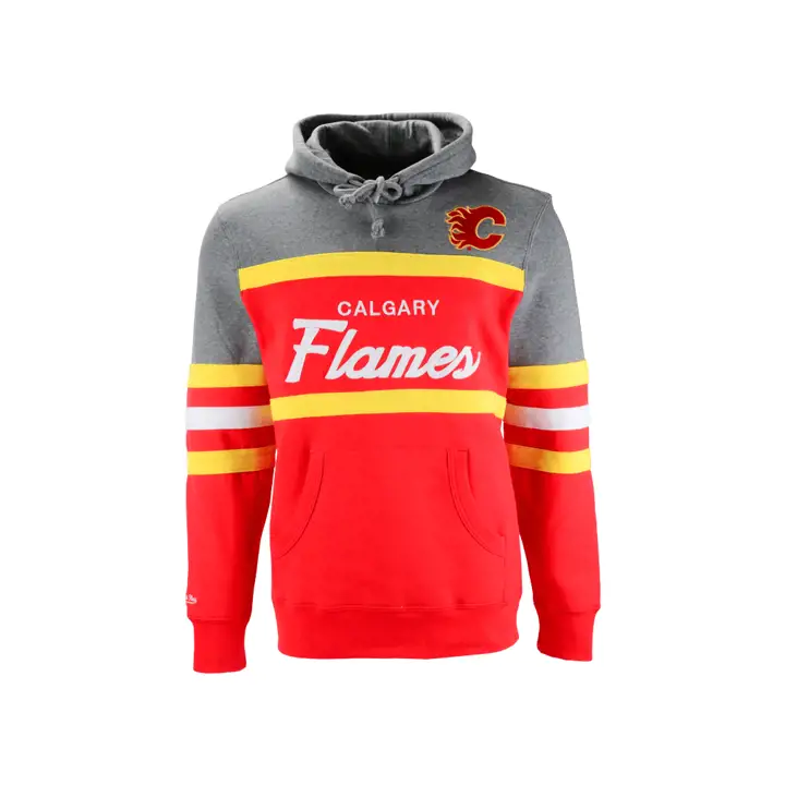 Chandail à capuchon Headcoach des Flames de Calgary LNH M&N Gris/Rouge