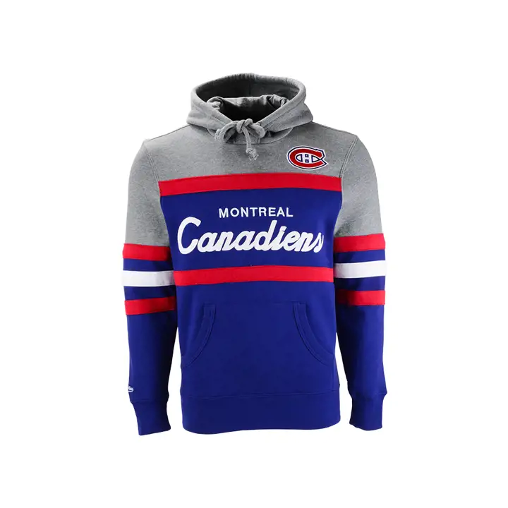 Chandail à capuchon M&N Headcoach des Canadiens de Montréal LNH Gris/Bleu