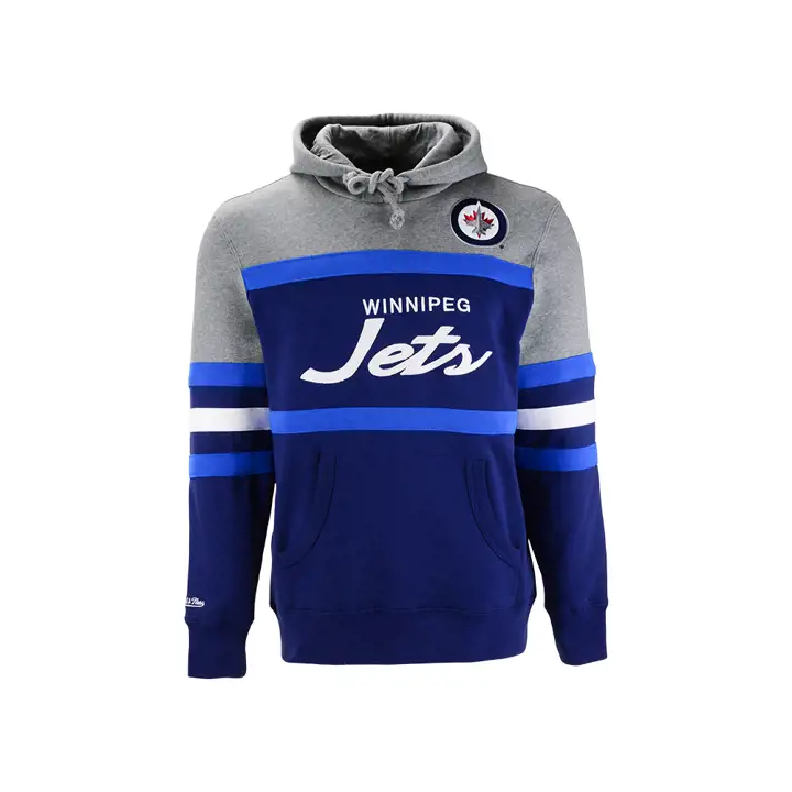 Chandail à capuchon Headcoach M&N des Jets de Winnipeg LNH Gris/Marine