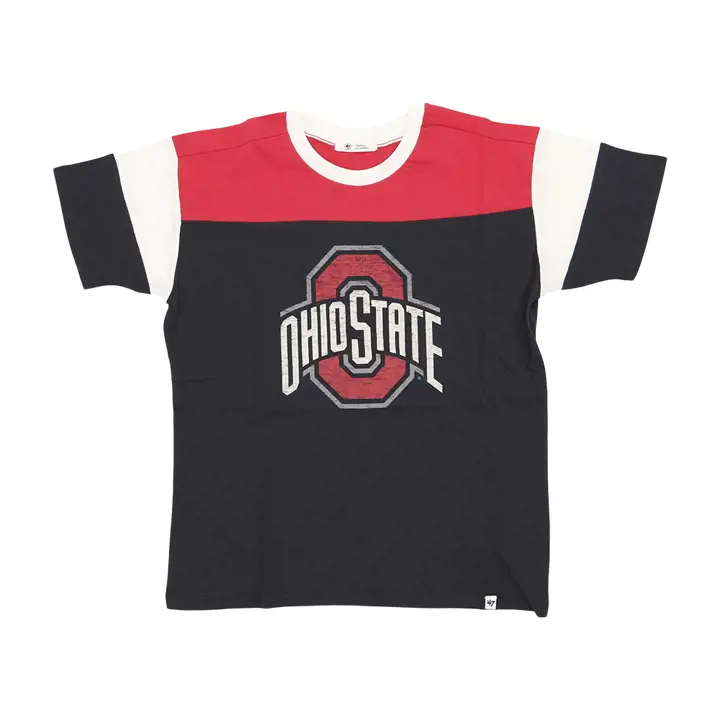 T-shirt rouge Ohio State Buckeyes NCAA pour femme, modèle "Time Off" 23