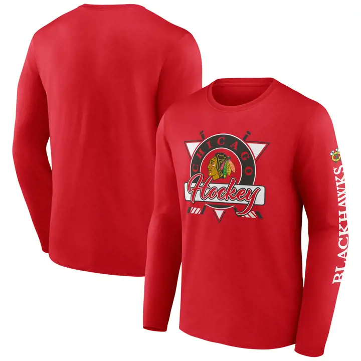 T-shirt à manches longues LNH Rinkside des Blackhawks de Chicago, rouge