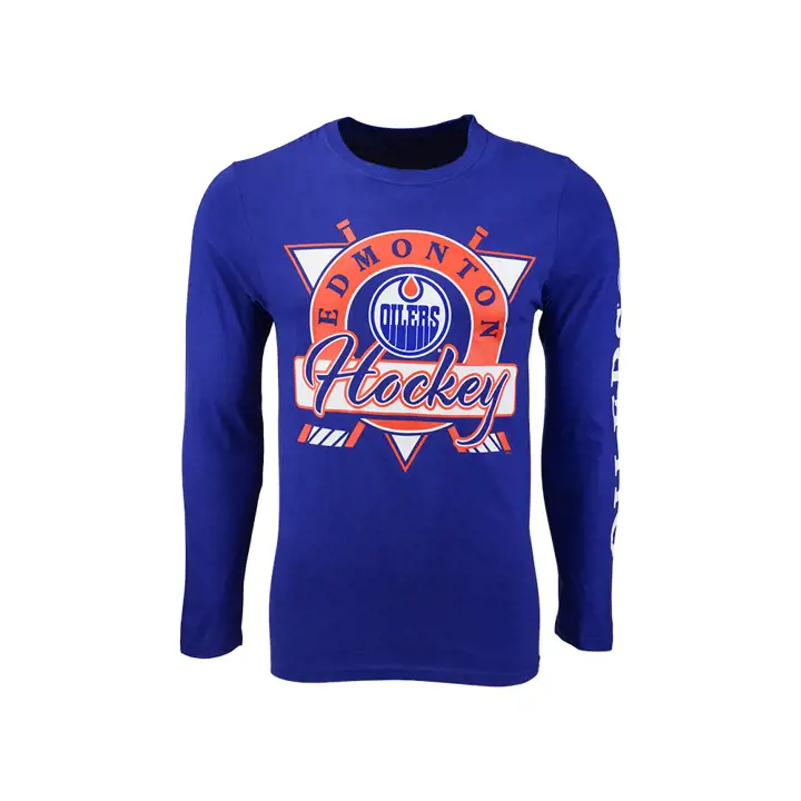 T-shirt à manches longues bleu LNH Rinkside Edmonton Oilers