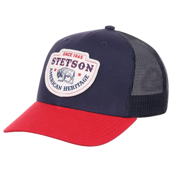 Stetson CASQUETTE TRUCKER À RAYURES USA Stetson bleu marine/rouge