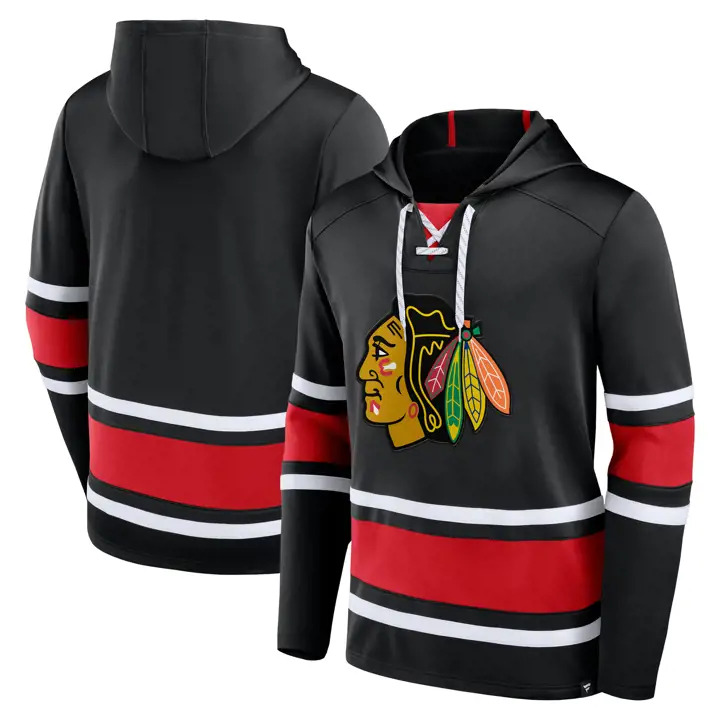 Chicago Blackhawks NHL Sweat à capuche lacé au bord de la patinoire Noir