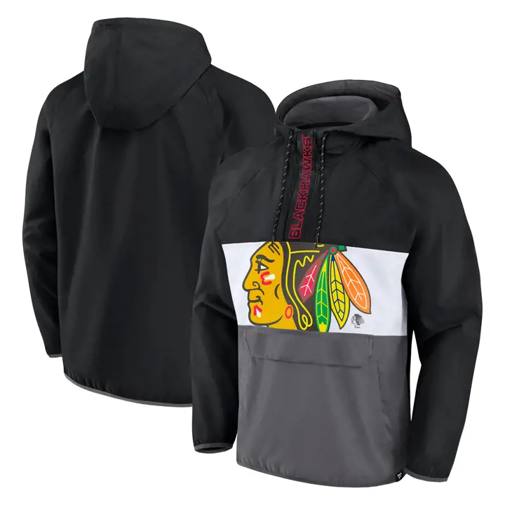 Chicago Blackhawks LNH CB Veste Anorak Noir