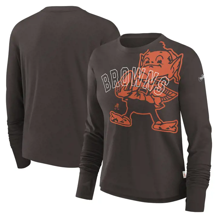 T-shirt femme manches longues taille haute NFL Cleveland Browns 23 Brn Legacy