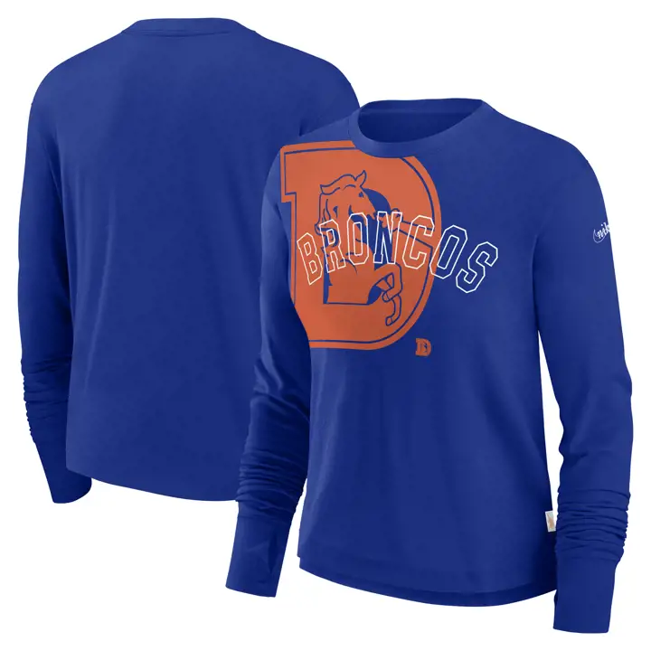T-shirt à manches longues et coupe courte pour femme NFL Denver Broncos 23 Rbl Legacy