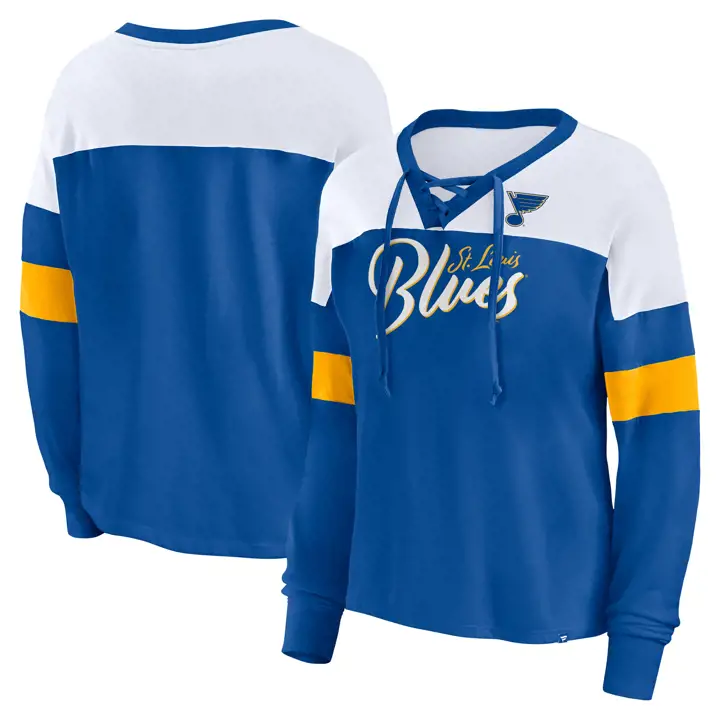 St. Louis Blues NHL Femme Col Lacets Manches Longues Bilblend 23 bleu