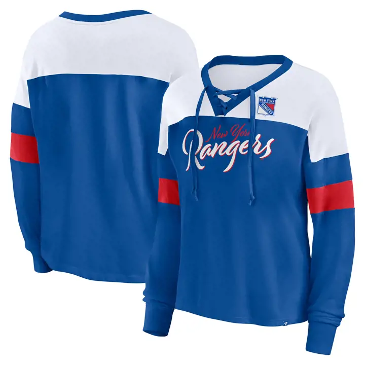 Chandail à capuchon à lacets à manches longues en biblended, femme, LNH, Rangers de New York, 23, bleu