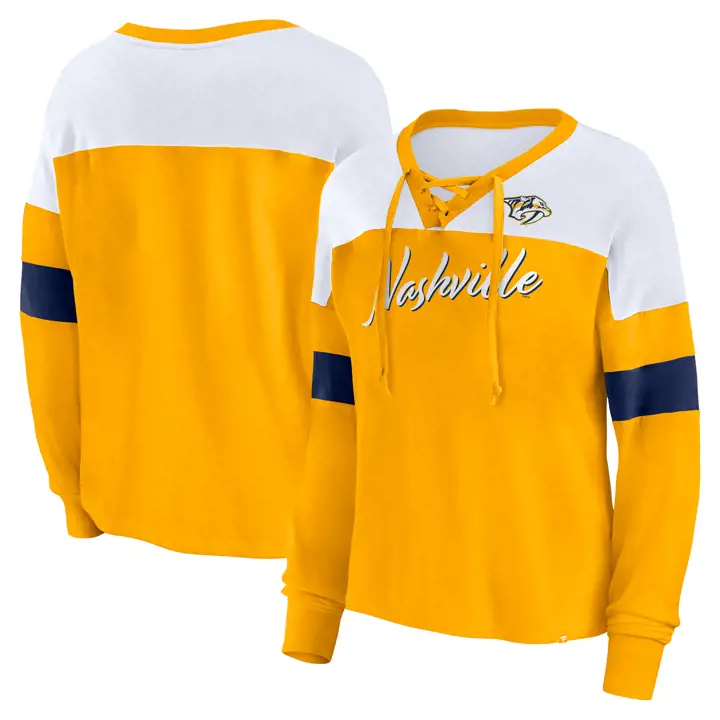 Chandail à capuchon à lacets pour femme Nashville Predators NHL, en tissu mélangé, bleu 23