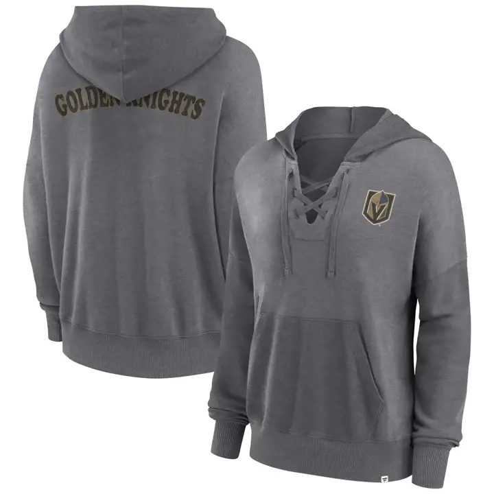 Vegas Golden Knights NHL – Chandail à capuchon pour femme, modèle rétro, à lacets, noir, 23