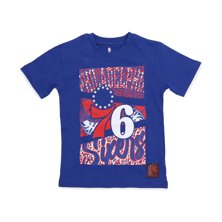 T-shirt bleu Philadelphia 76ers NBA Youth Court Culture