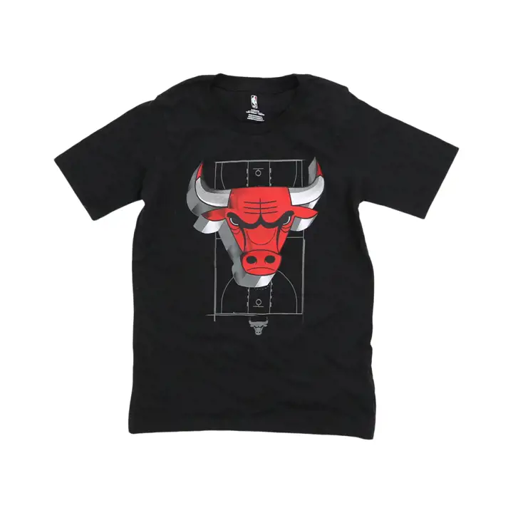 T-shirt Chicago Bulls NBA Jeune Logo 3D noir