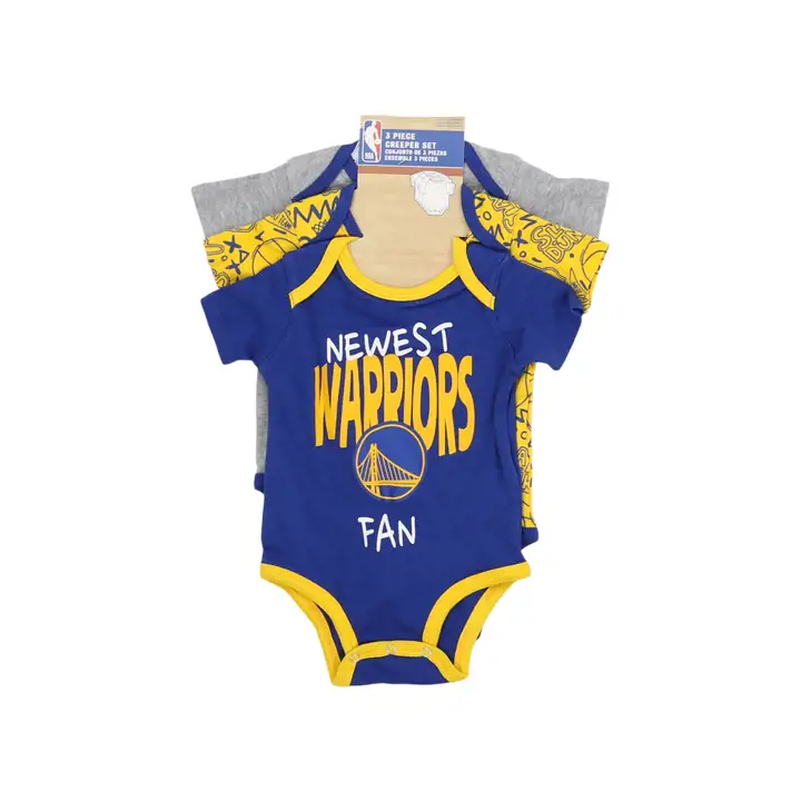 Ensemble de 3 pièces Golden State Warriors NBA Slam Dunk pour nouveau-né bleu