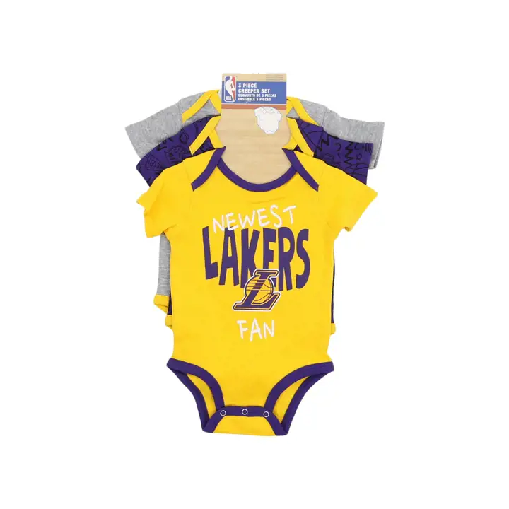 Los Angeles Lakers NBA Lot de 3 bodys nouveau-né Slam Dunk jaune