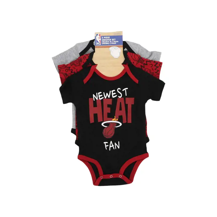 Ensemble de 3 pyjamas-grenouillères NBA Miami Heat Slam Dunk pour nouveau-nés, rouge