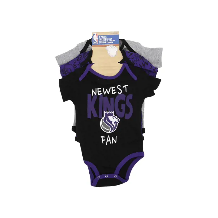 Ensemble de 3 articles Sacramento Kings NBA Nouveau-né Slam Dunk pur