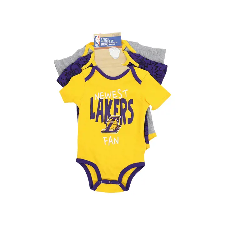 Los Angeles Lakers NBA Ensemble de 3 bodys pour bébé Slam Dunk, jaune