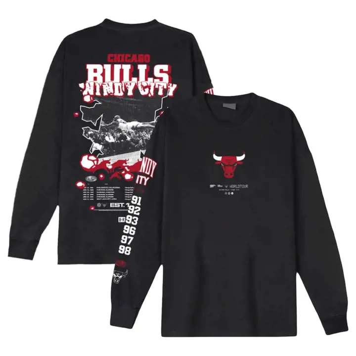 Chicago Bulls NBA World Tour manches longues noir
