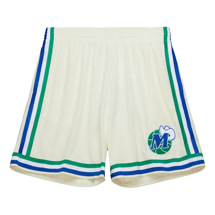 Shorts de swingman Dallas Mavericks NBA en point de chaînette ivoire