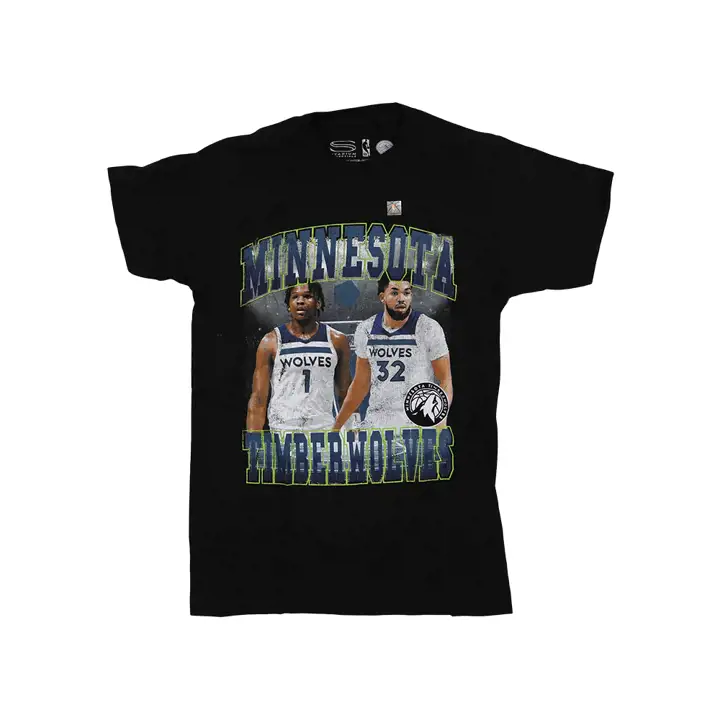 T-shirt duo de joueurs NBA des Minnesota Timberwolves noir