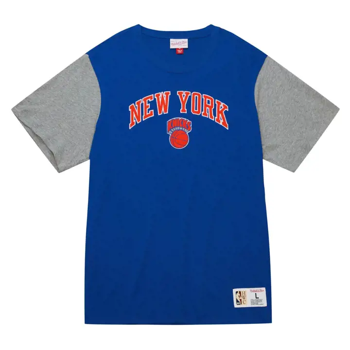 T-shirt à manches courtes color block NBA New York Knicks bleu