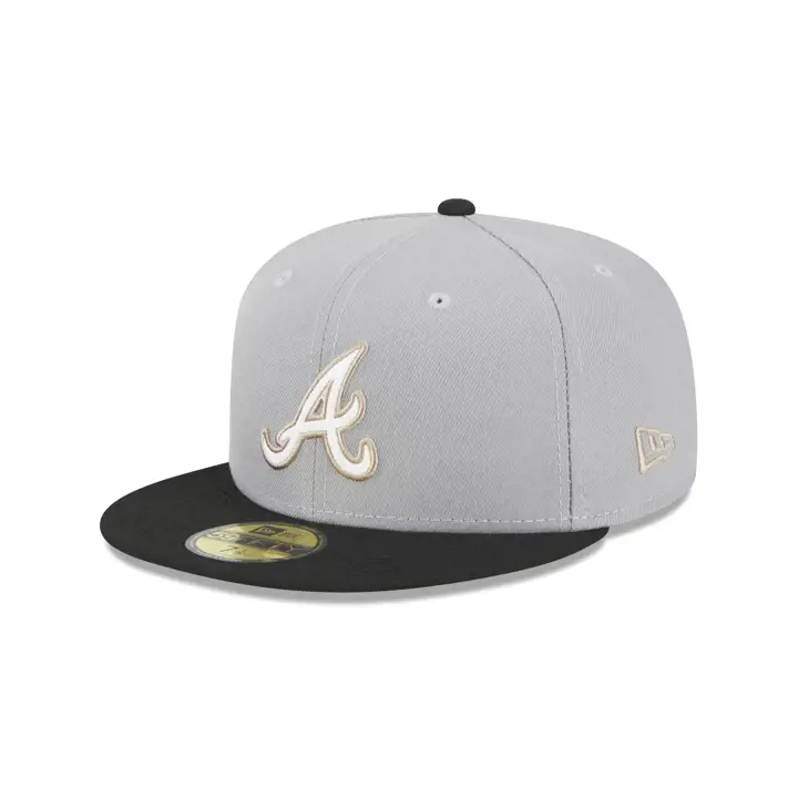 Casquette 59FIFTY Atlanta Braves MLB Logo Cuir GRY/BLK/GRY
