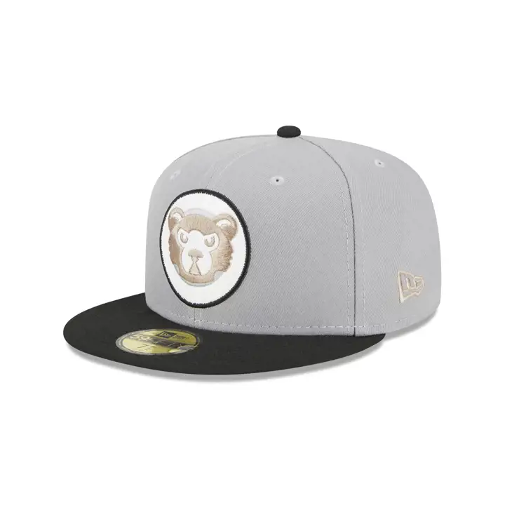 Chicago Cubs MLB Logo Cuir 59FIFTY GRIS/NOIR/GRIS