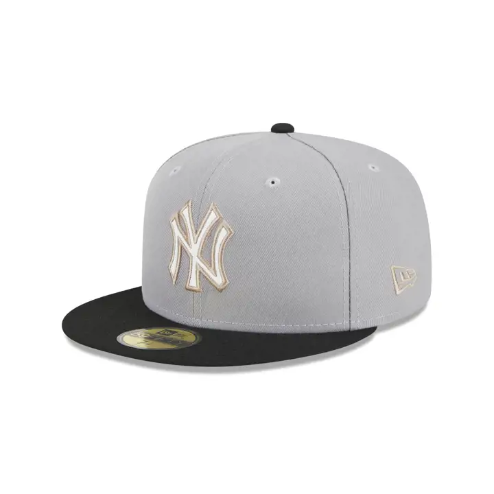 New York Yankees MLB Logo Cuir 59FIFTY GRY/BLK/GRY