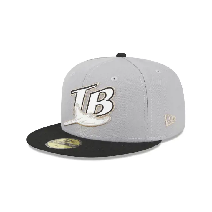 Casquette 59FIFTY MLB Tampa Bay Rays avec logo en cuir Gris/Noir/Gris